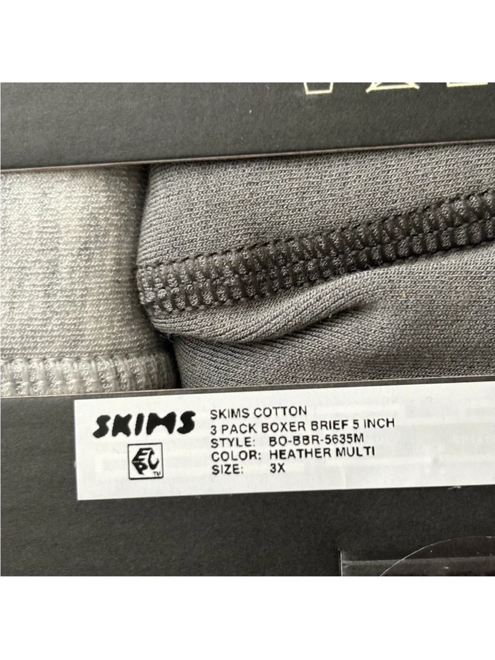 SKIMS Men’s 5” Boxer Brief 3-Pack Heather Multi Size 3X New in Box Gray